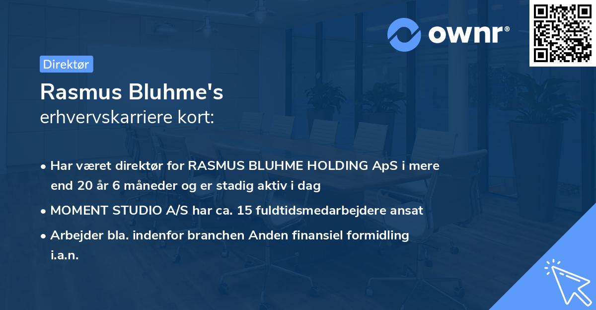 Rasmus Bluhme's erhvervskarriere kort