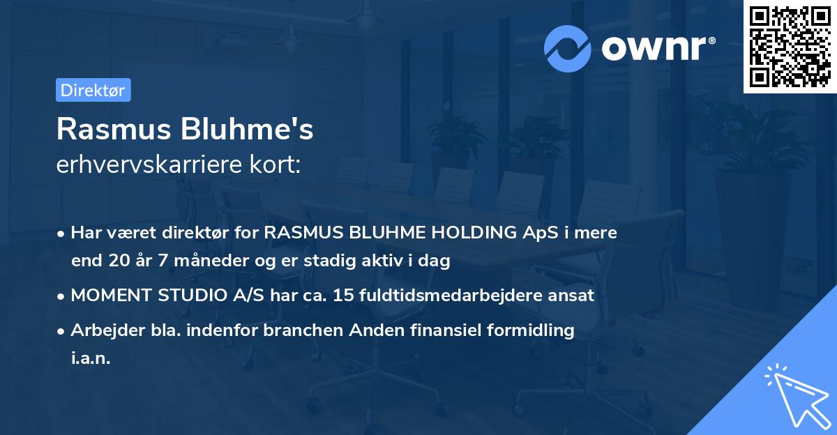 Rasmus Bluhme's erhvervskarriere kort