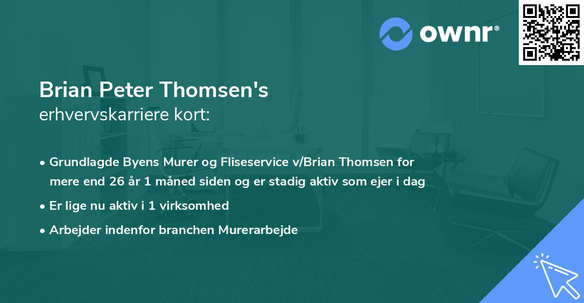 Brian Peter Thomsen's erhvervskarriere kort