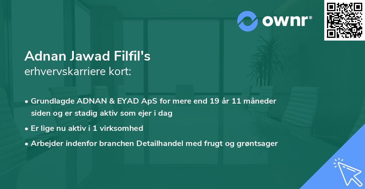 Adnan Jawad Filfil's erhvervskarriere kort