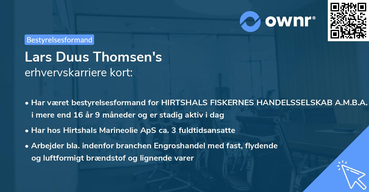 Lars Duus Thomsen's erhvervskarriere kort