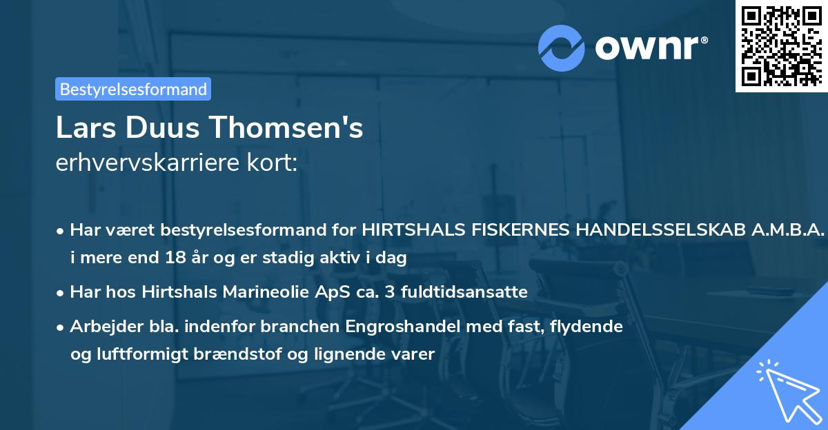 Lars Duus Thomsen's erhvervskarriere kort