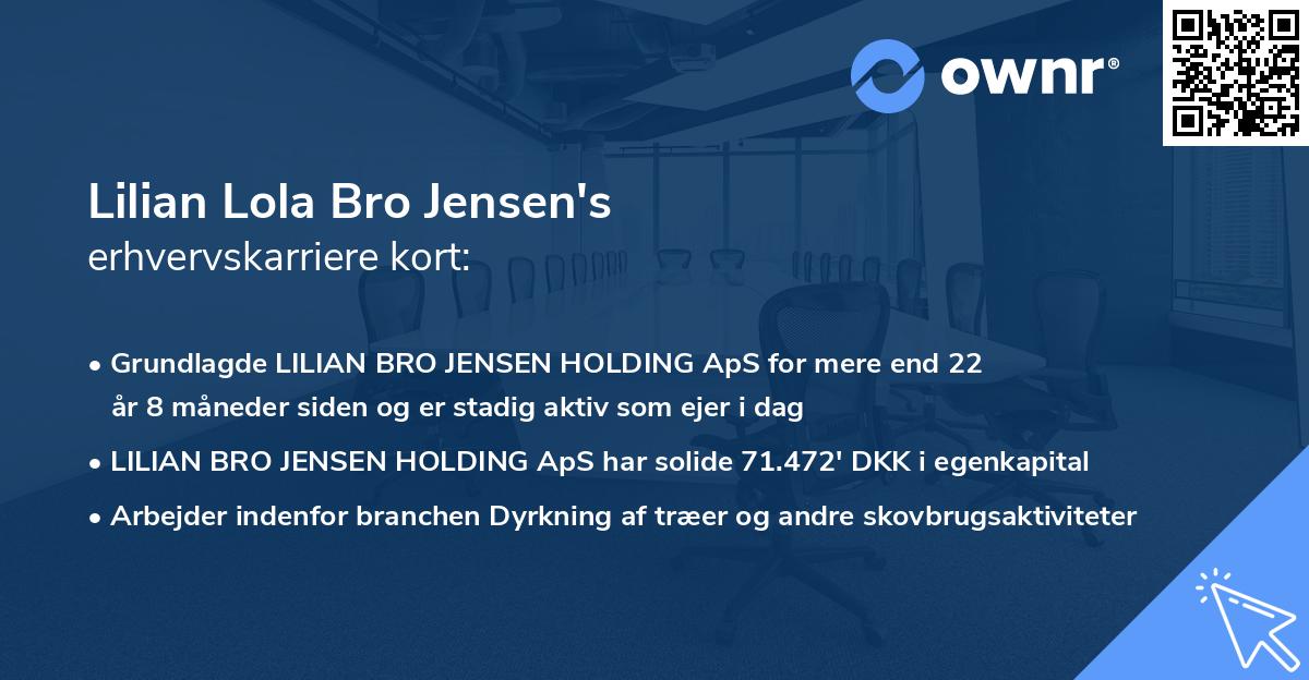 Lilian Lola Bro Jensen's erhvervskarriere kort