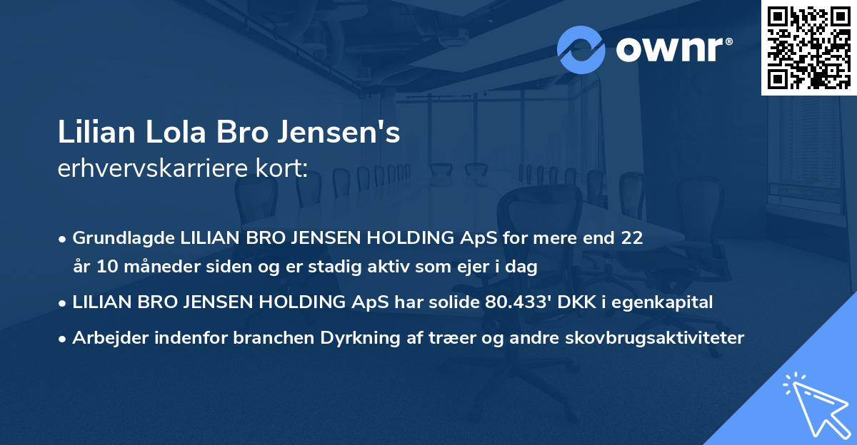 Lilian Lola Bro Jensen's erhvervskarriere kort