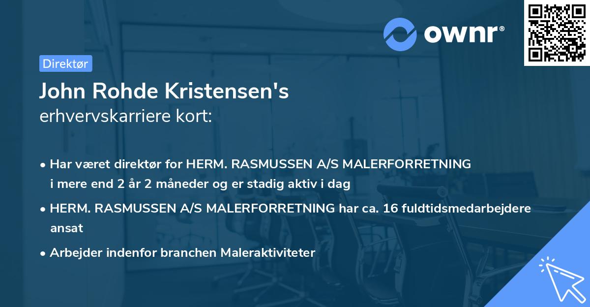 John Rohde Kristensen's erhvervskarriere kort