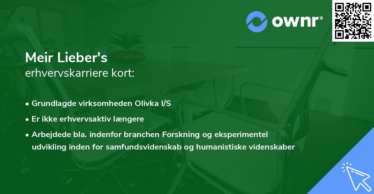Meir Lieber's erhvervskarriere kort