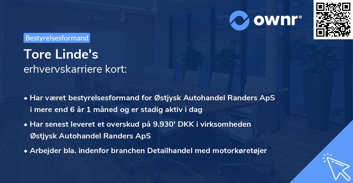 Tore Linde's erhvervskarriere kort