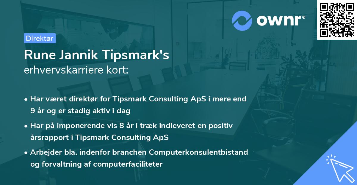 Rune Jannik Tipsmark's erhvervskarriere kort