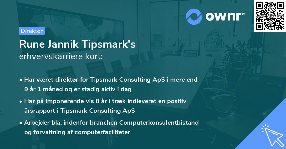 Rune Jannik Tipsmark's erhvervskarriere kort