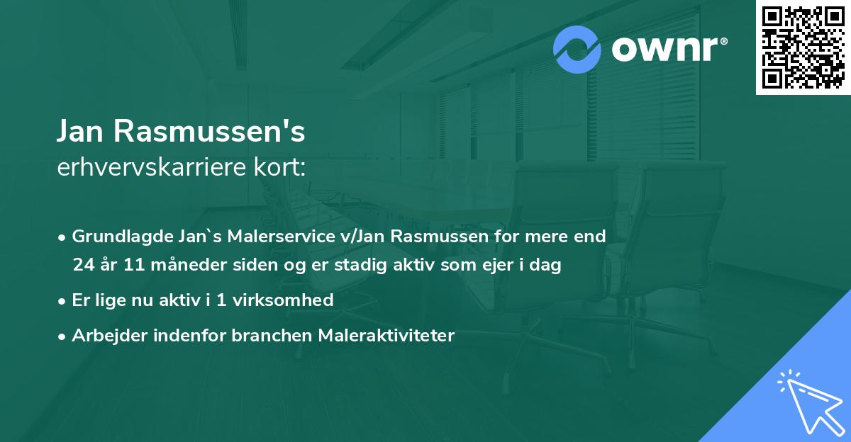 Jan Rasmussen's erhvervskarriere kort