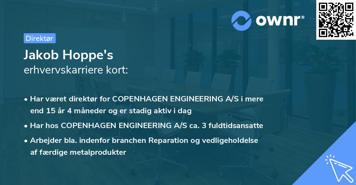Jakob Hoppe's erhvervskarriere kort