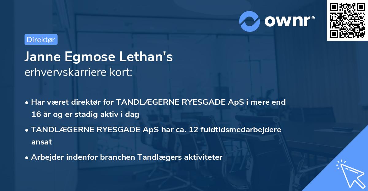 Janne Egmose Lethan's erhvervskarriere kort