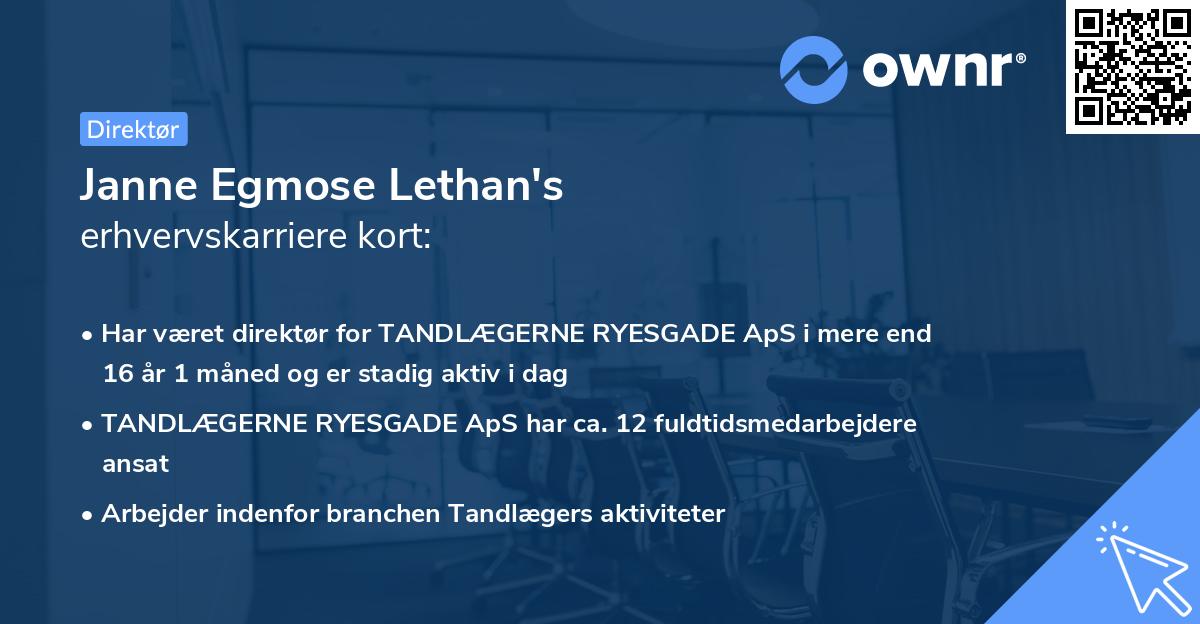 Janne Egmose Lethan's erhvervskarriere kort