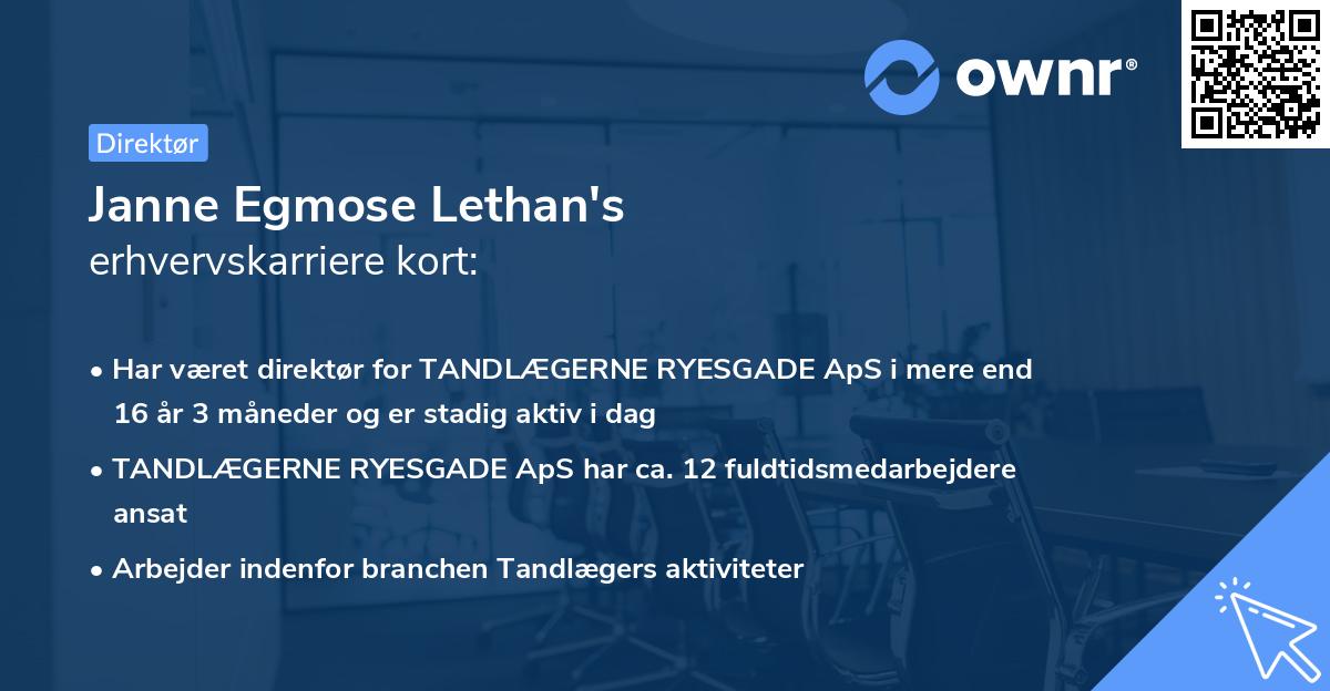 Janne Egmose Lethan's erhvervskarriere kort