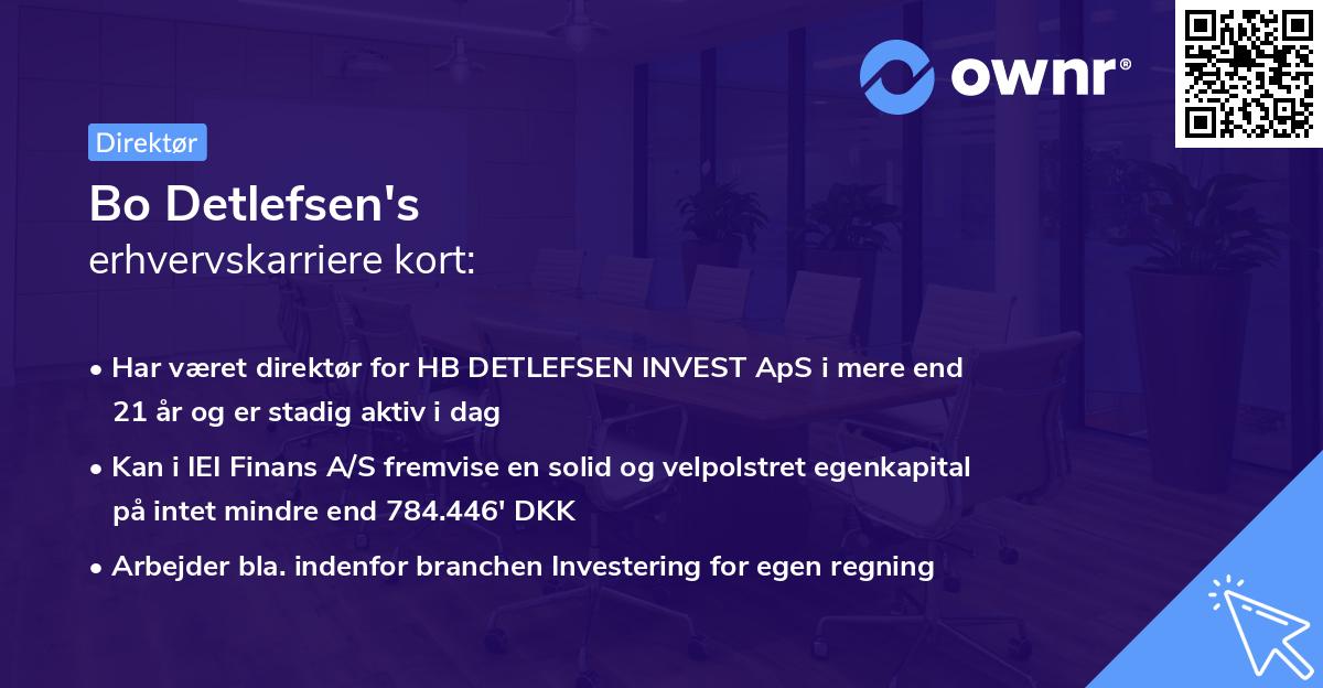 Bo Detlefsen's erhvervskarriere kort