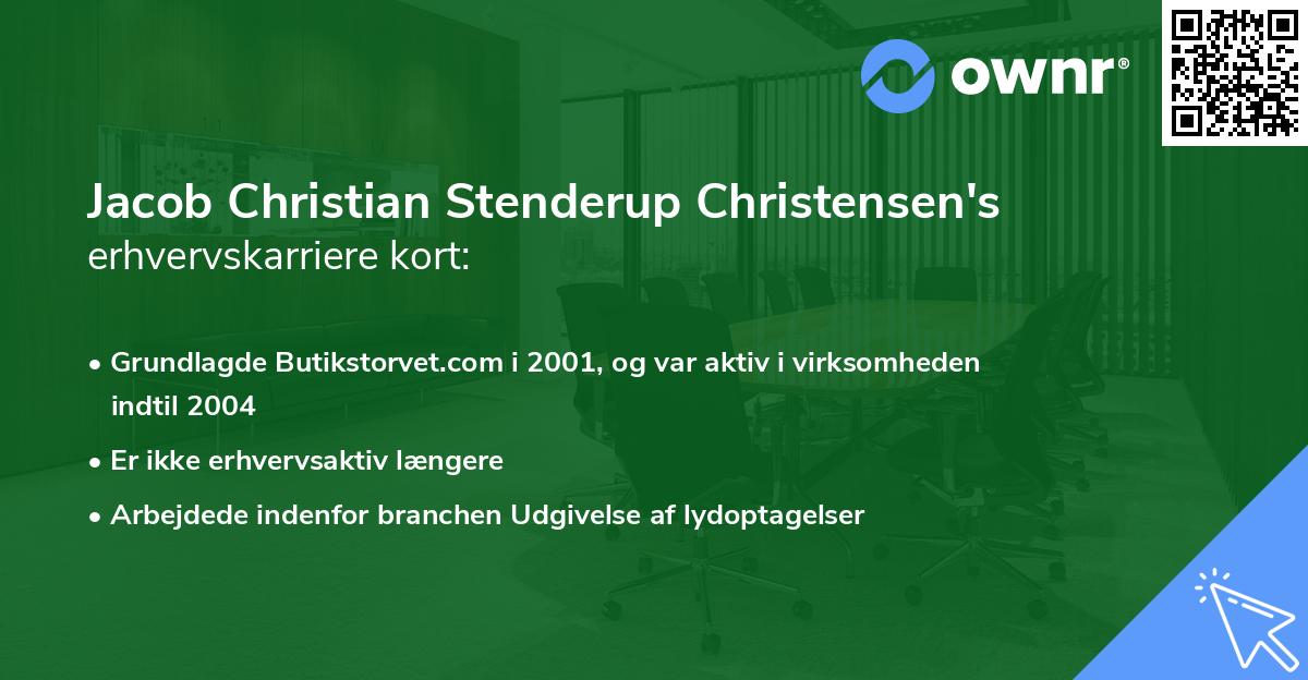 Jacob Christian Stenderup Christensen's erhvervskarriere kort