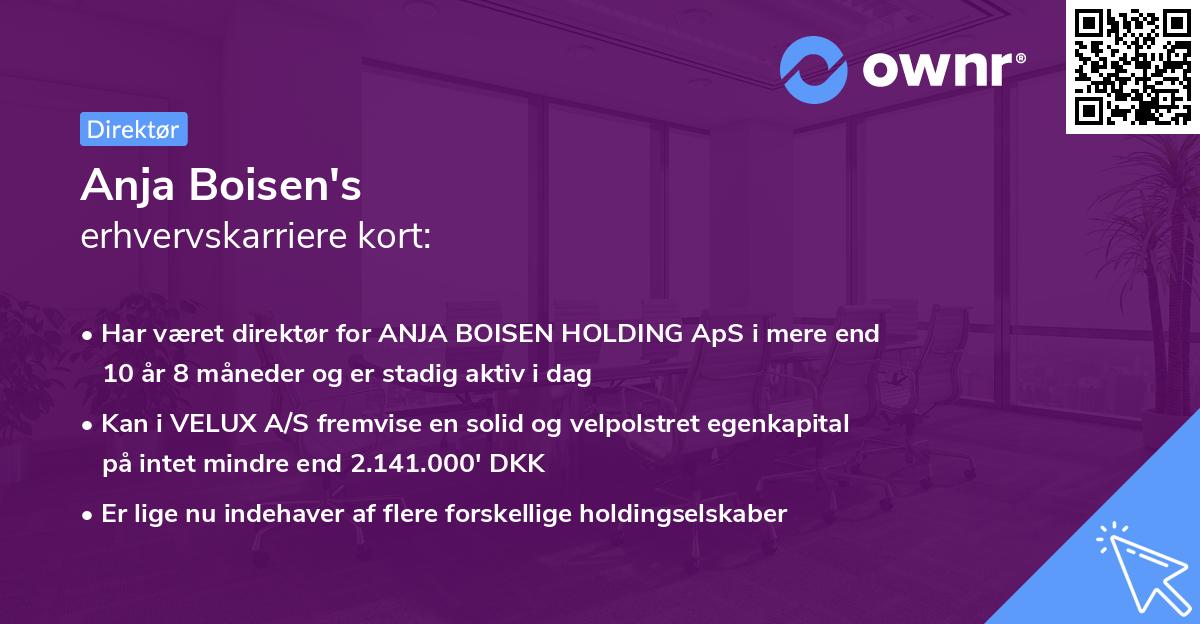 Anja Boisen's erhvervskarriere kort