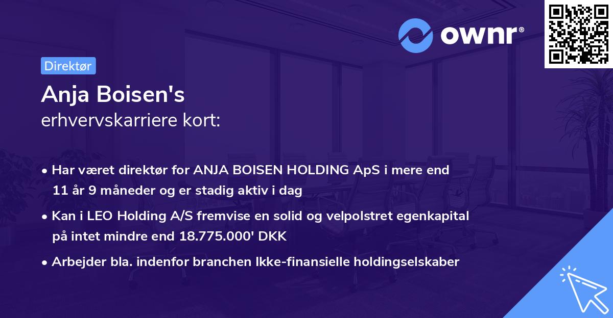 Anja Boisen's erhvervskarriere kort