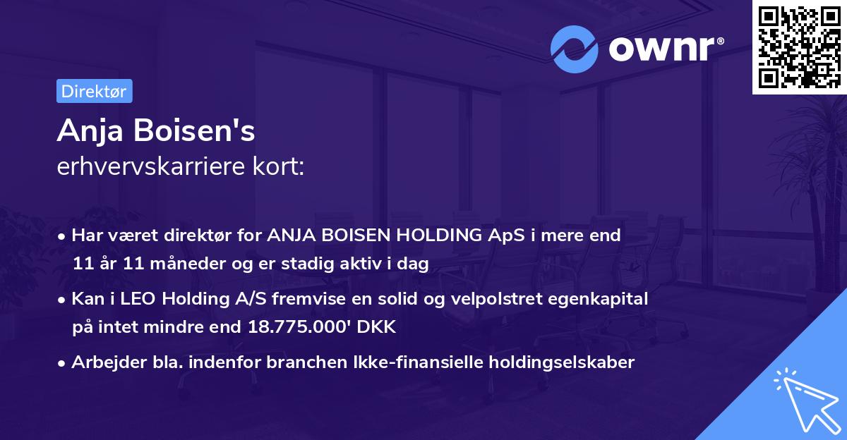 Anja Boisen's erhvervskarriere kort