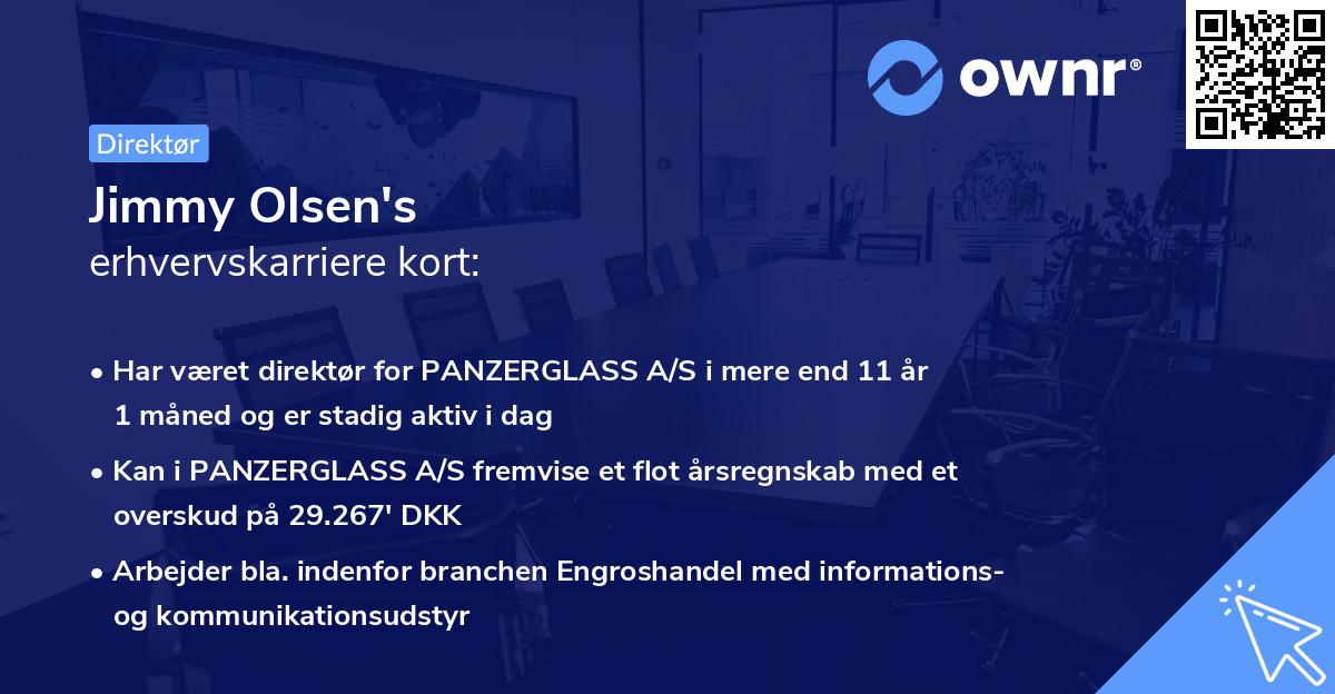 Jimmy Olsen's erhvervskarriere kort