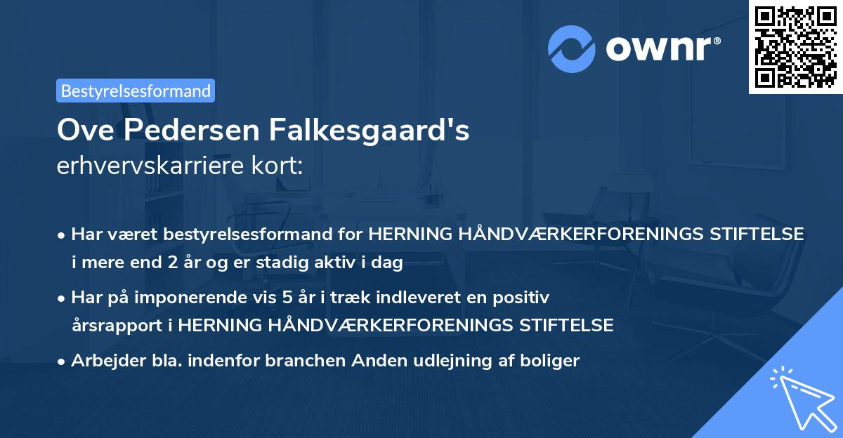Ove Pedersen Falkesgaard's erhvervskarriere kort