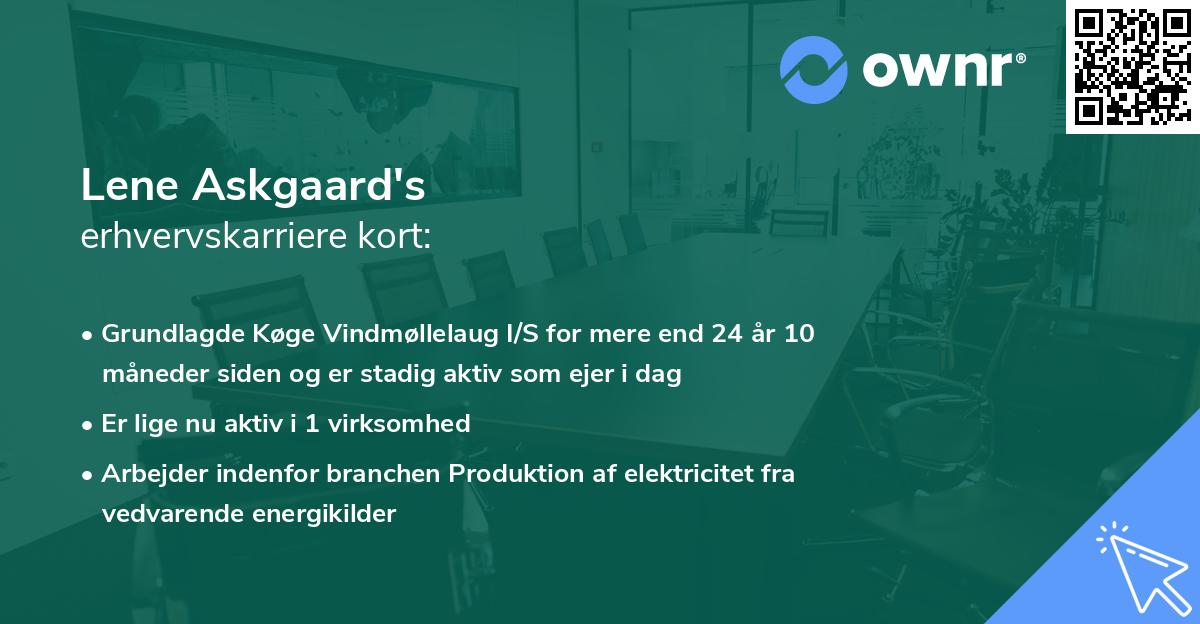 Lene Askgaard's erhvervskarriere kort