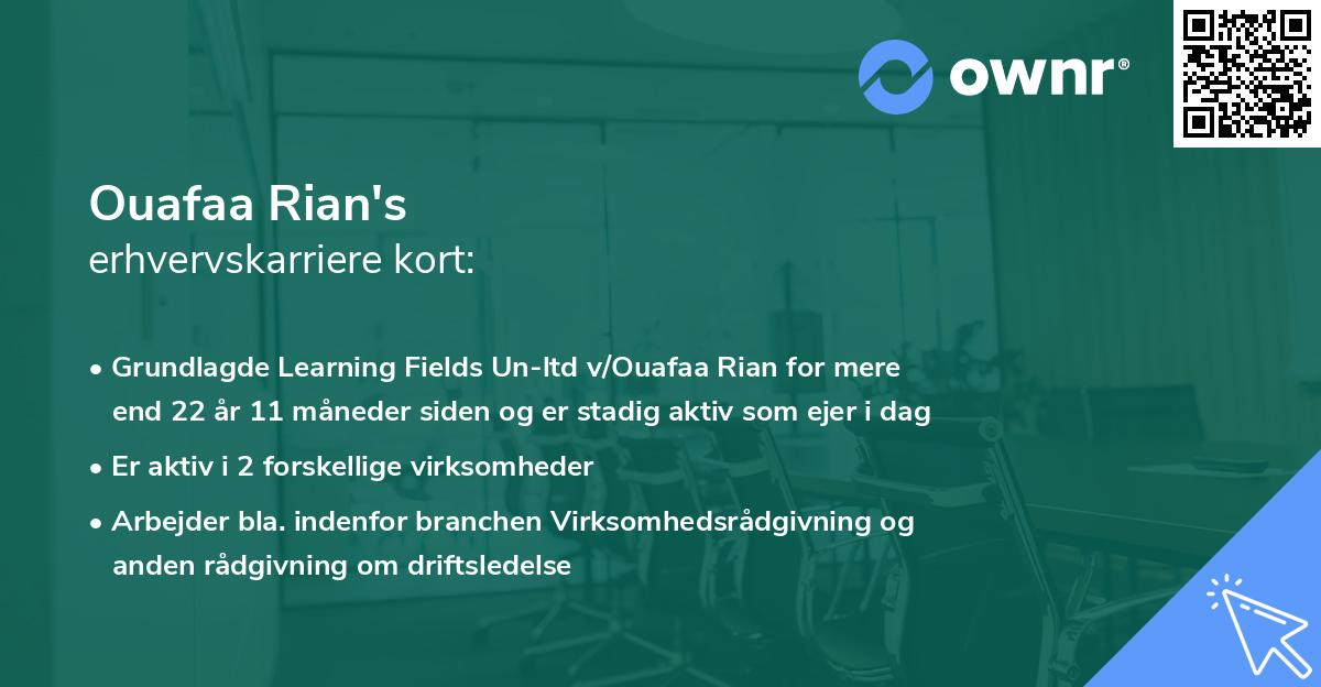 Ouafaa Rian's erhvervskarriere kort