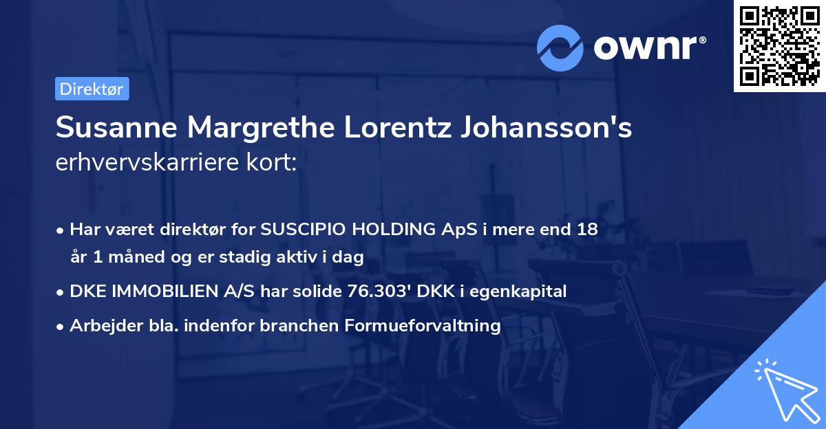 Susanne Margrethe Lorentz Johansson's erhvervskarriere kort