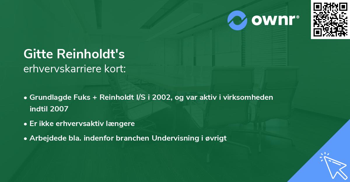 Gitte Reinholdt's erhvervskarriere kort