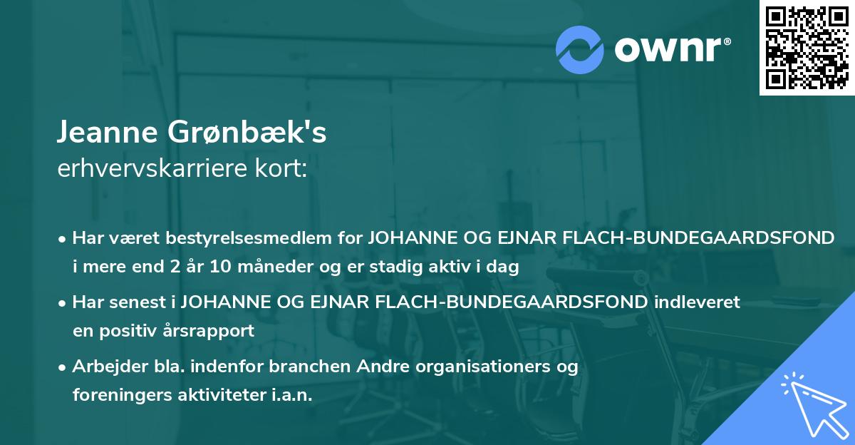 Jeanne Grønbæk's erhvervskarriere kort
