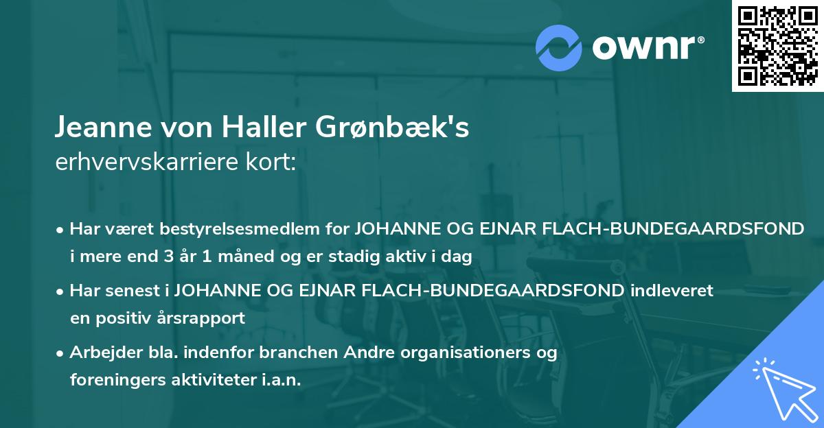 Jeanne von Haller Grønbæk's erhvervskarriere kort