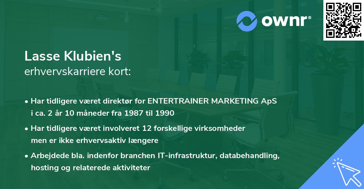 Lasse Klubien's erhvervskarriere kort