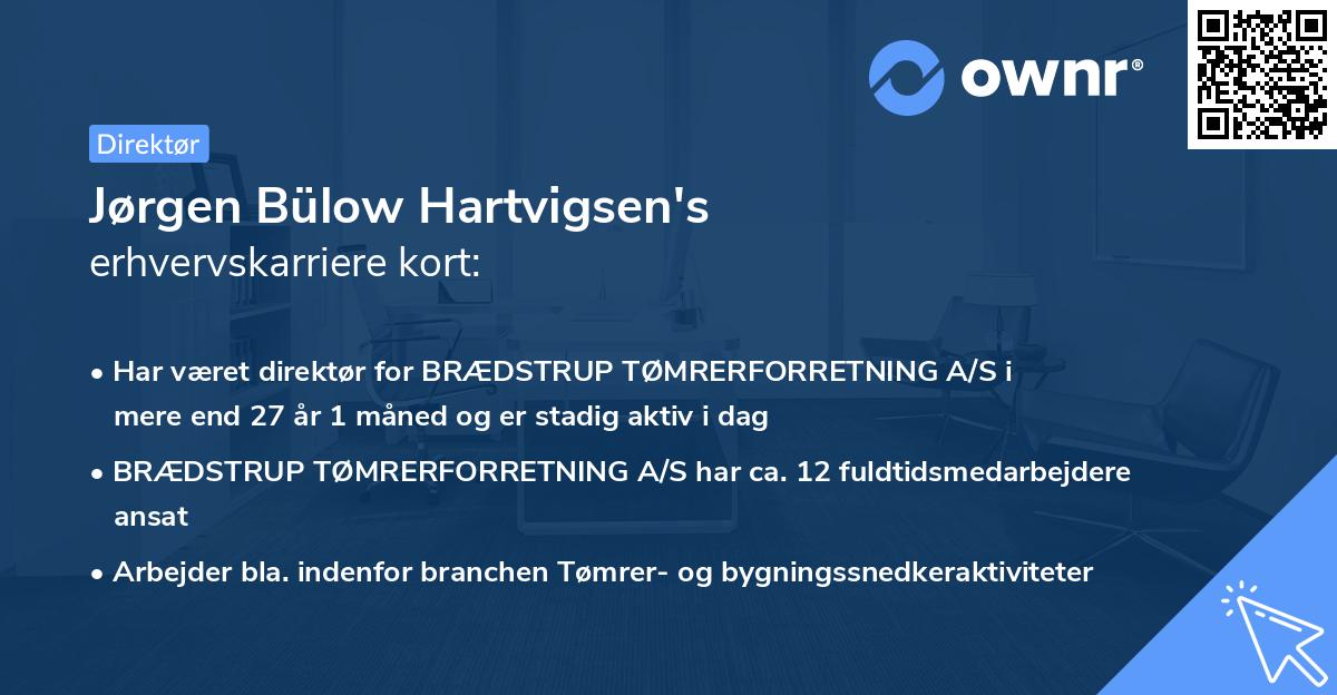 Jørgen Bülow Hartvigsen's erhvervskarriere kort