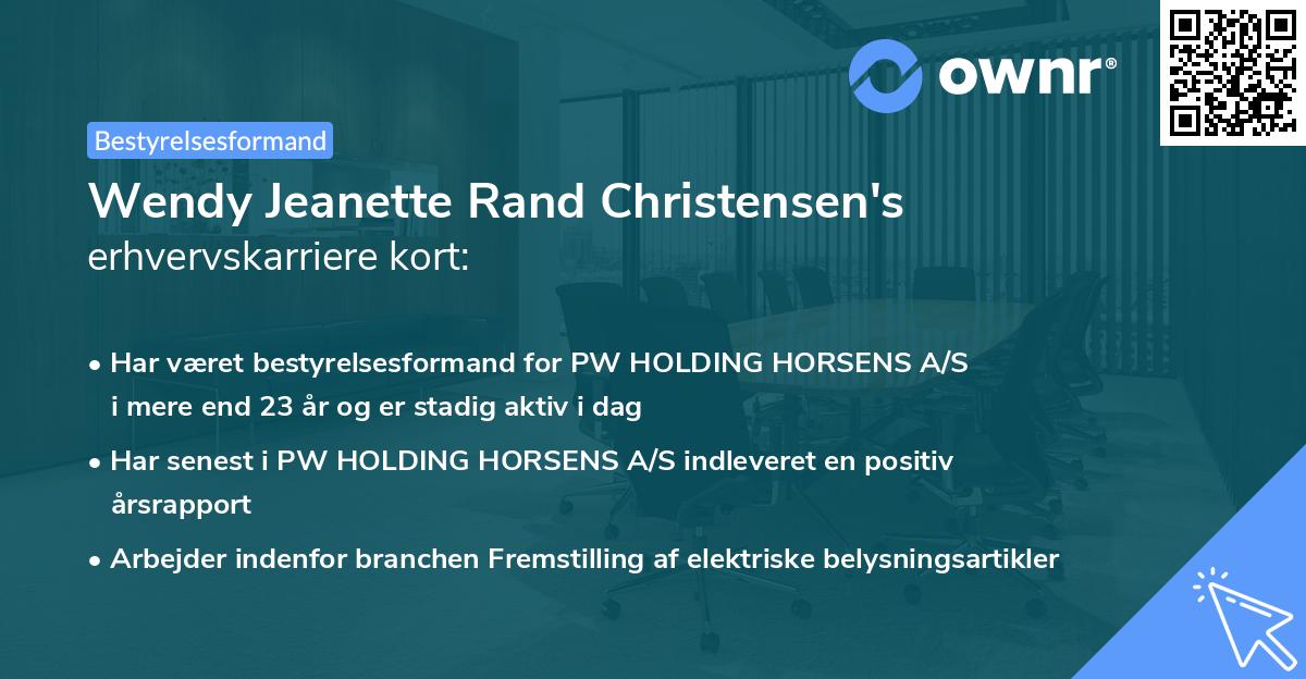 Wendy Jeanette Rand Christensen's erhvervskarriere kort