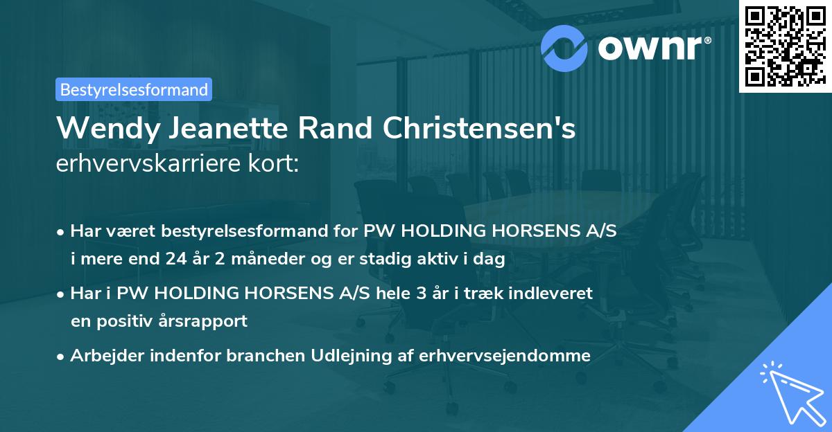 Wendy Jeanette Rand Christensen's erhvervskarriere kort