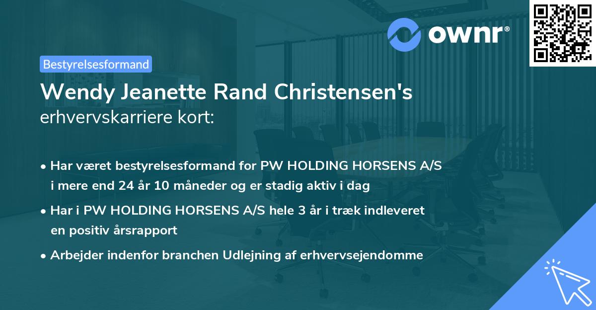 Wendy Jeanette Rand Christensen's erhvervskarriere kort