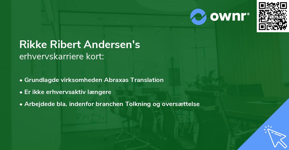 Rikke Ribert Andersen's erhvervskarriere kort