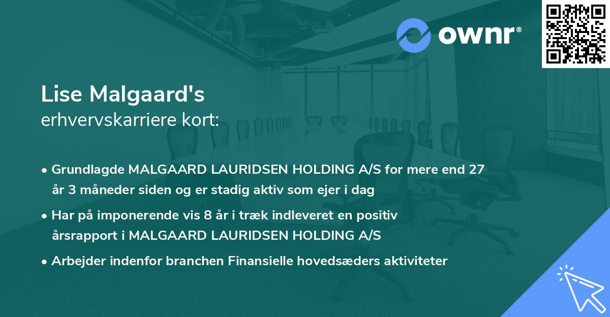 Lise Malgaard's erhvervskarriere kort