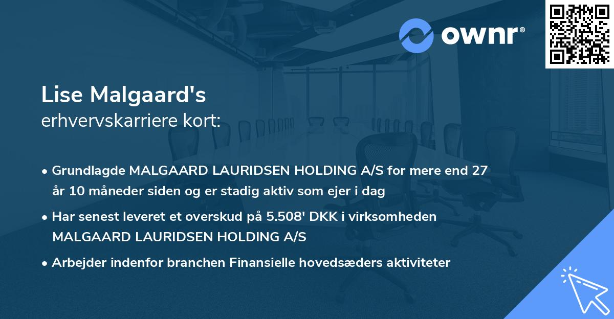Lise Malgaard's erhvervskarriere kort
