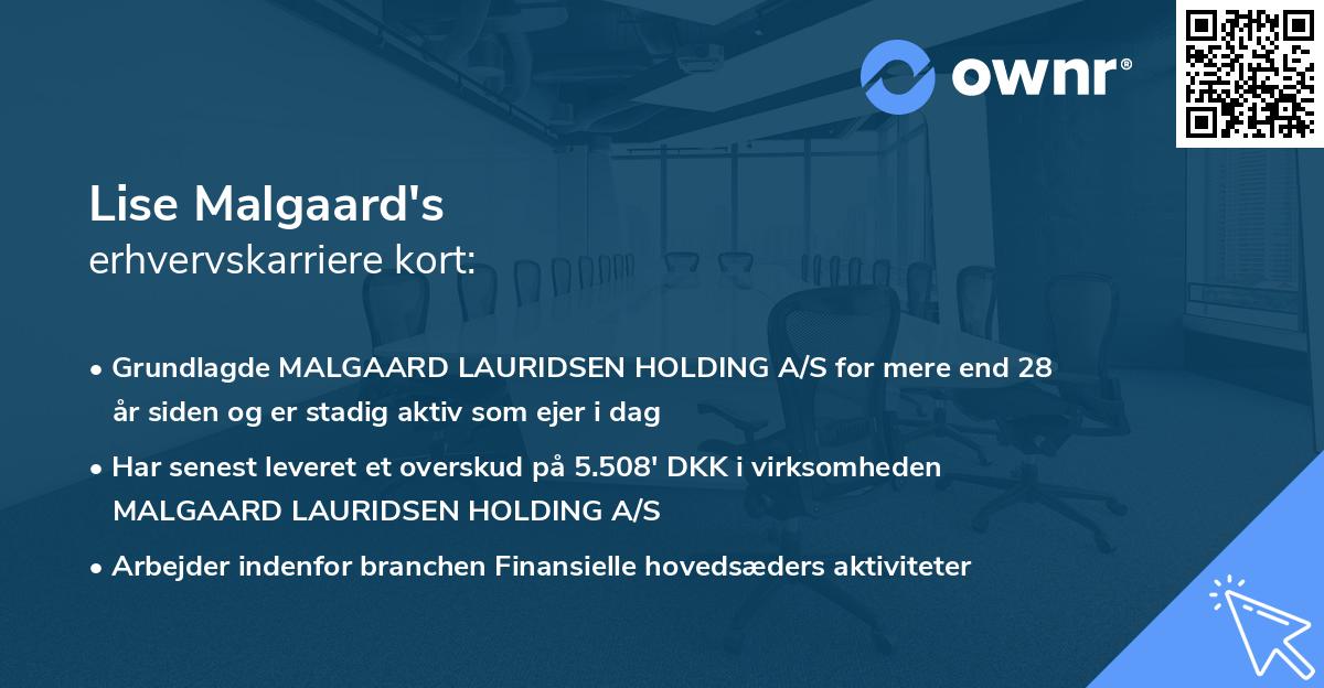 Lise Malgaard's erhvervskarriere kort