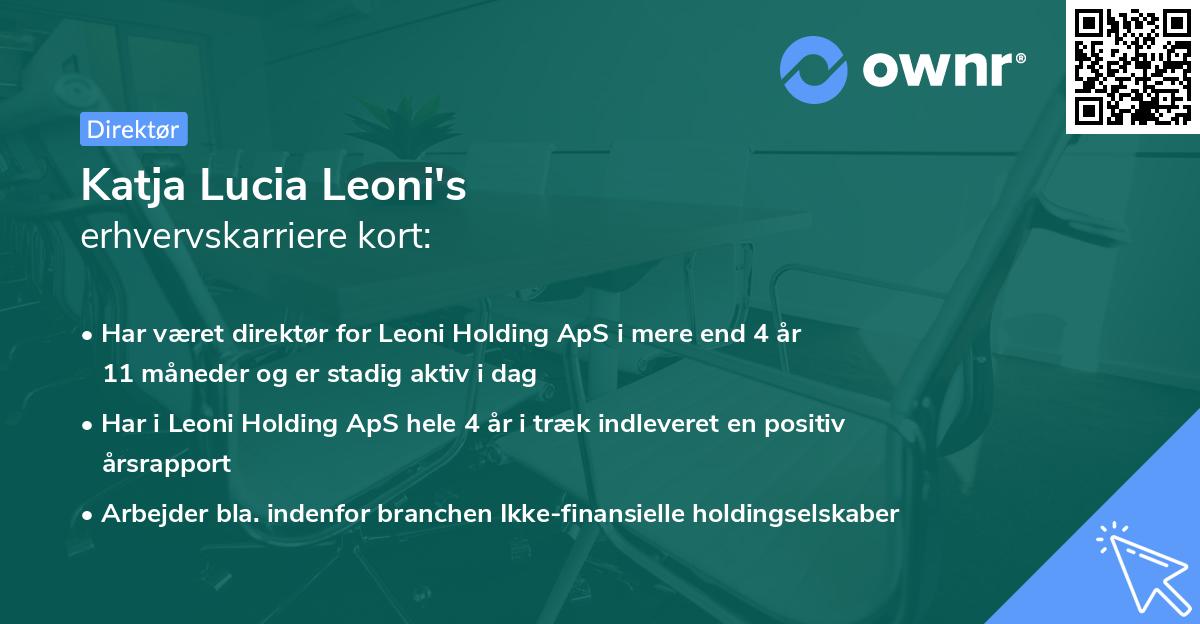 Katja Lucia Leoni's erhvervskarriere kort