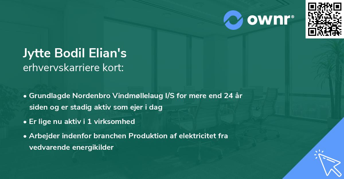 Jytte Bodil Elian's erhvervskarriere kort