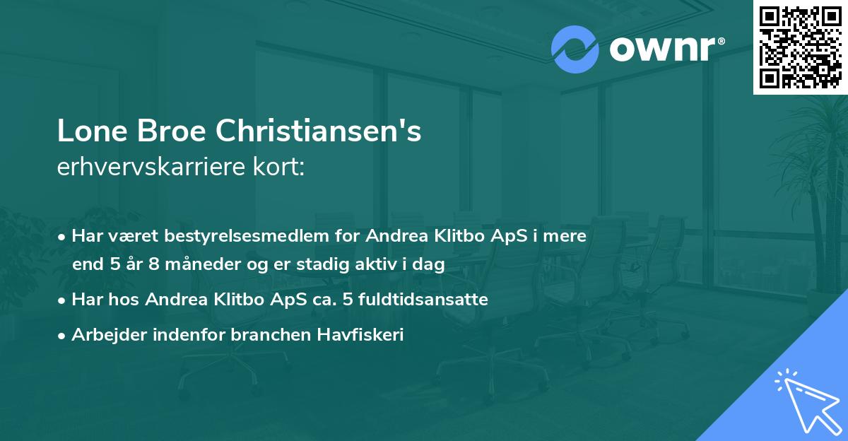 Lone Broe Christiansen's erhvervskarriere kort