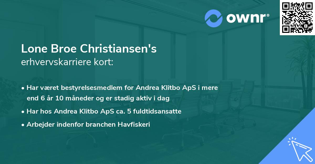 Lone Broe Christiansen's erhvervskarriere kort