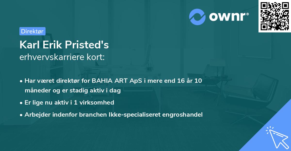 Karl Erik Pristed's erhvervskarriere kort