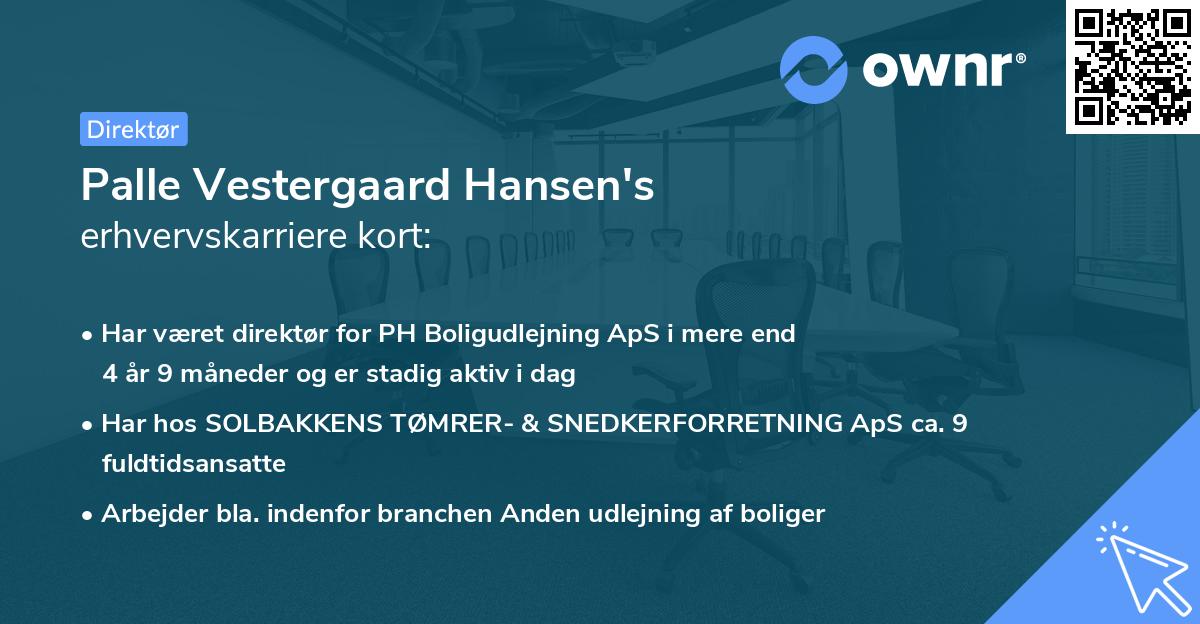Palle Vestergaard Hansen's erhvervskarriere kort