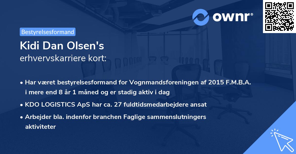 Kidi Dan Olsen's erhvervskarriere kort