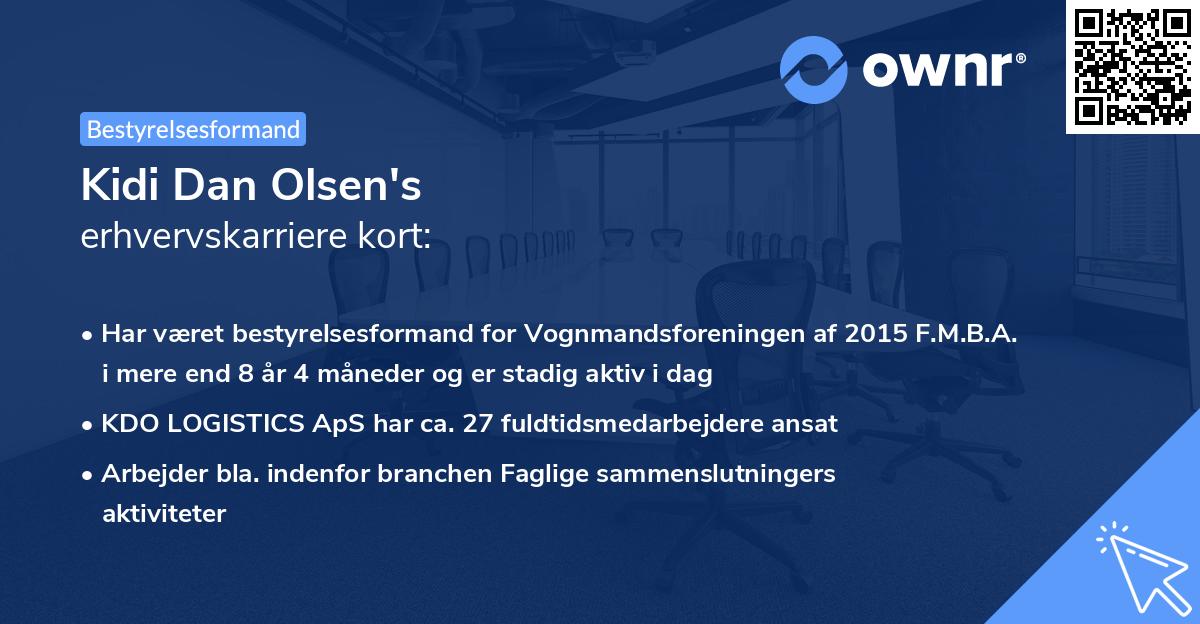 Kidi Dan Olsen's erhvervskarriere kort