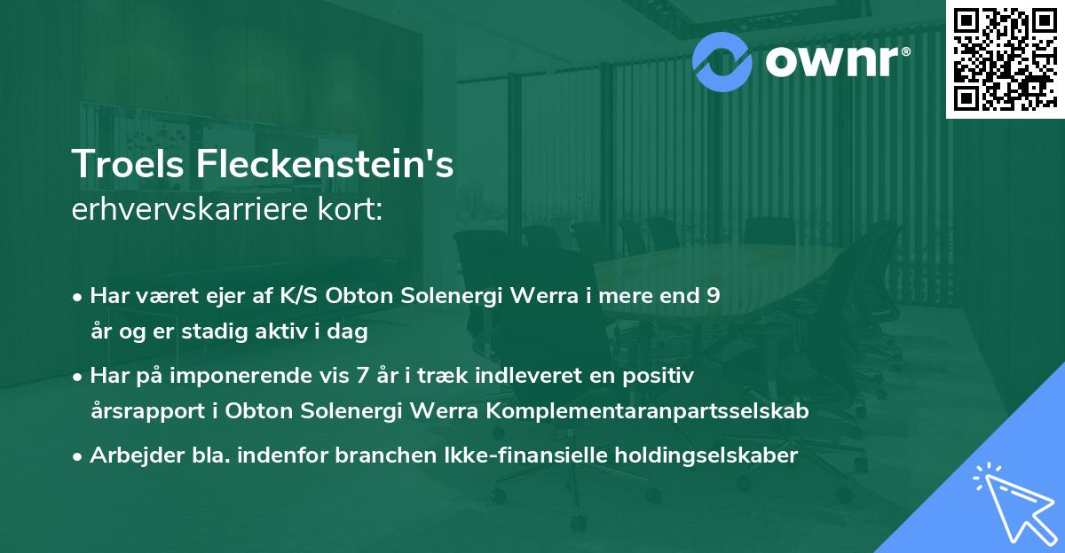 Troels Fleckenstein's erhvervskarriere kort