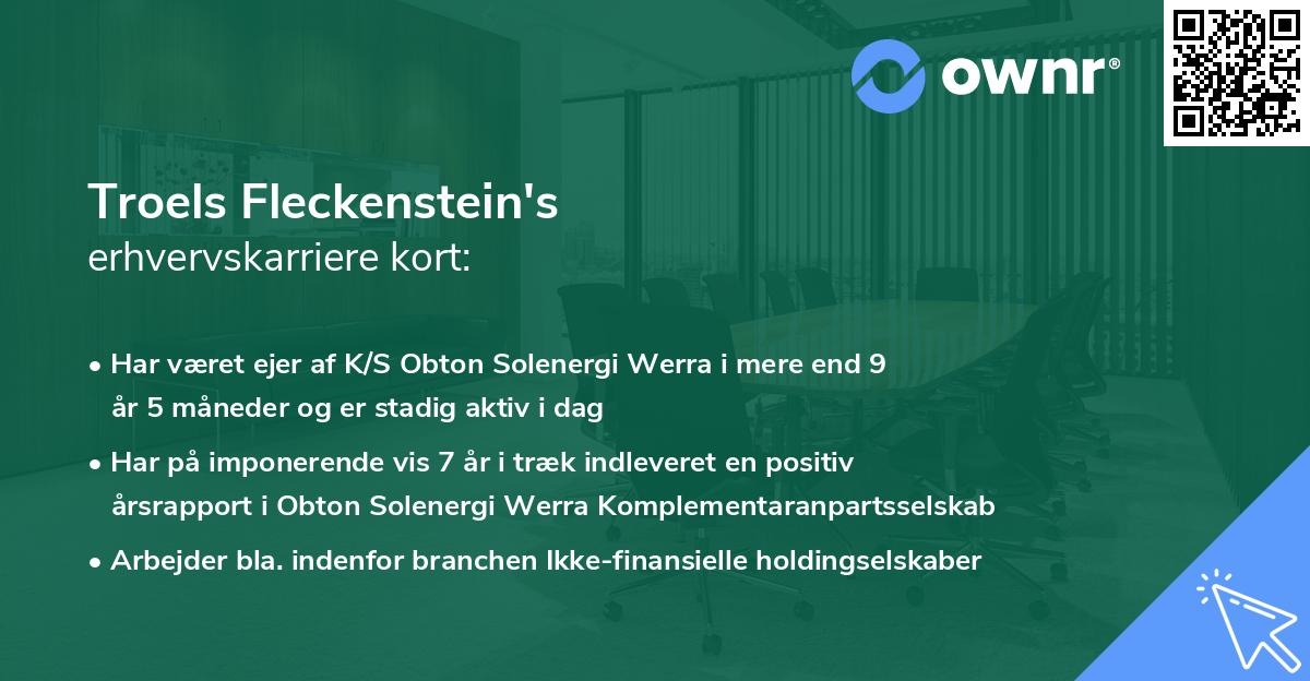Troels Fleckenstein's erhvervskarriere kort